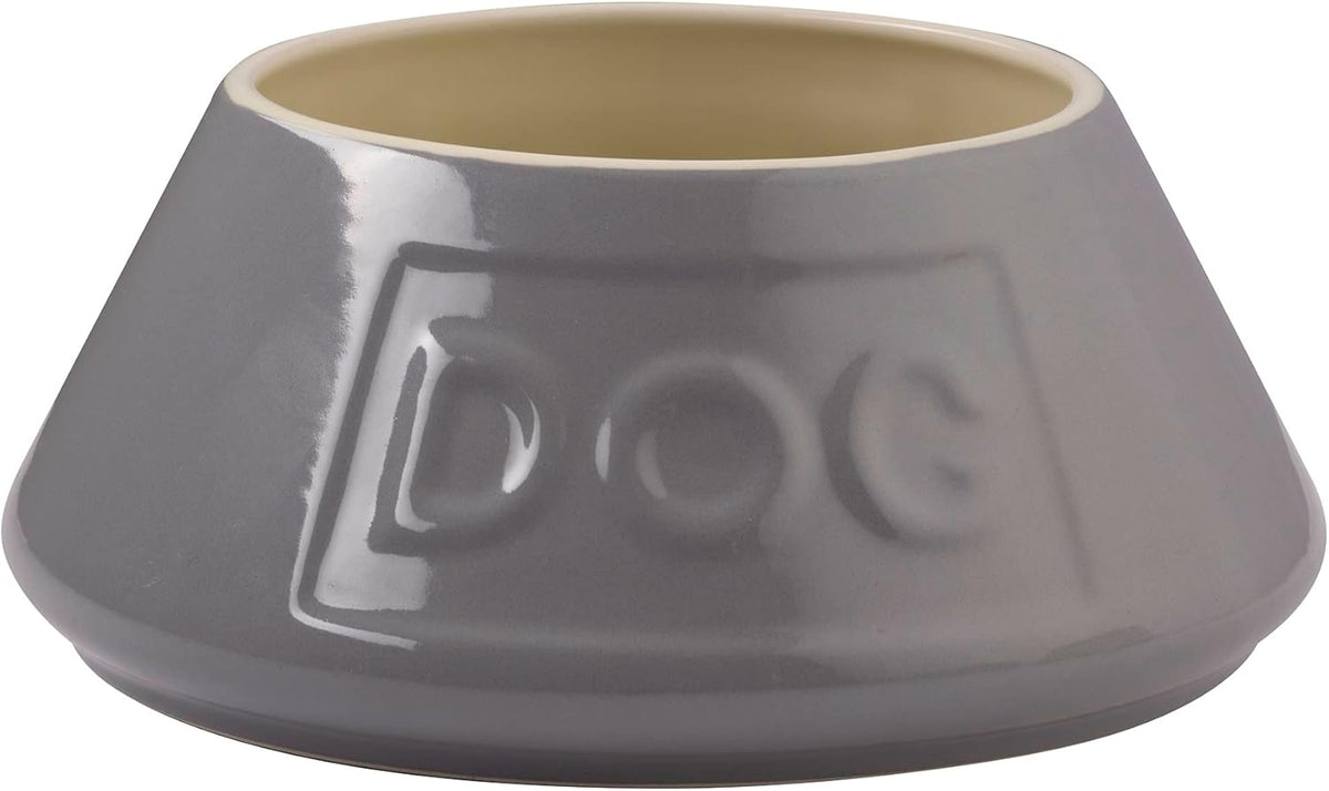 Grey Non Tip Dog Bowl 21 Cm Ceramic Dog Feeding Bowl for Food & Water, Non Slip & anti Spill Pet Bowl, Dishwasher & Freezer Safe