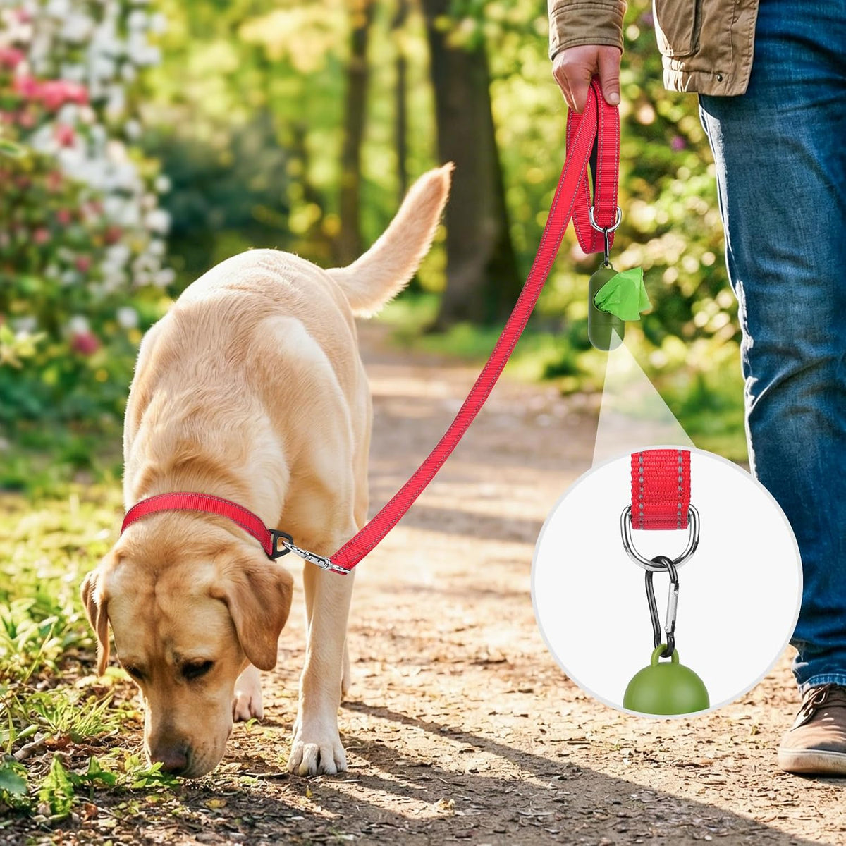 Padded Handle Dog Lead for Medium & Large Dogs, 1.8M X 2.5Cm, Red