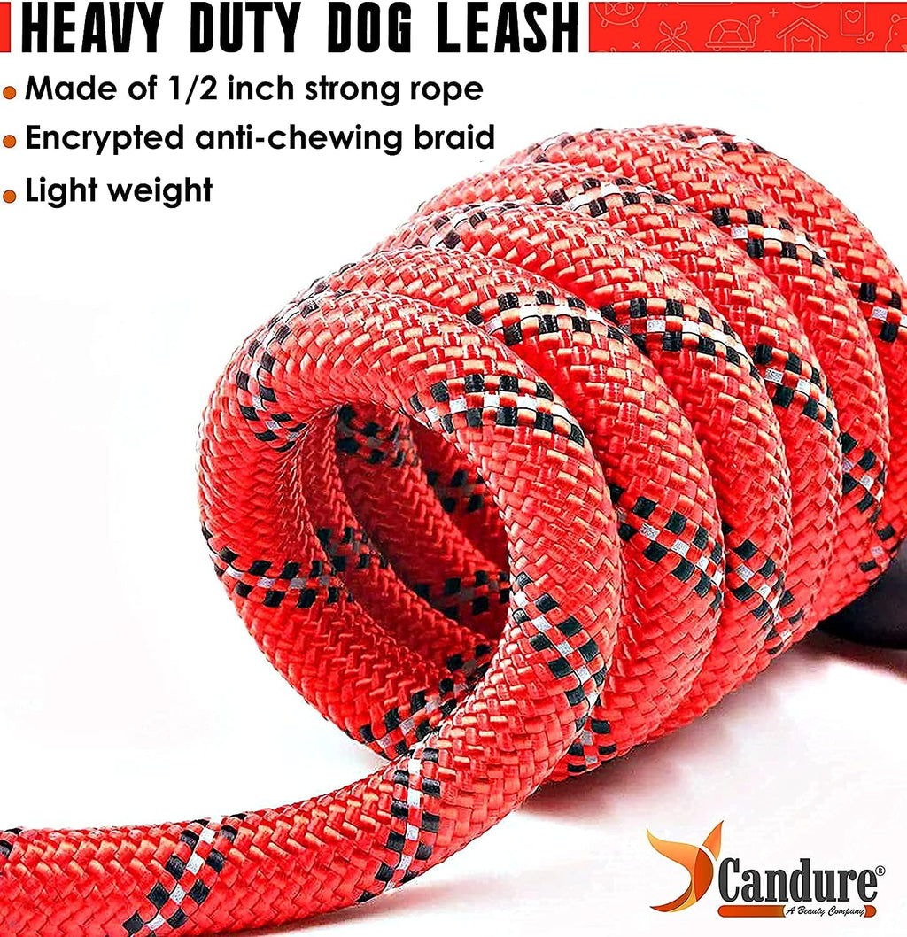 Dog Lead with Soft Padded and anti Slip Comfortable Rope Handle, 5 FT Strong Dog Leads, Highly Reflective Dog Leash for Puppy, Medium and Large Dogs (Red)