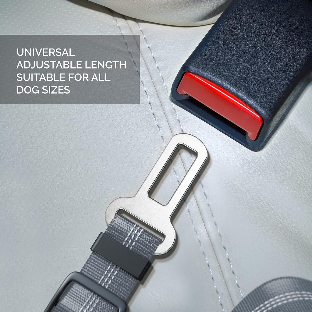 Dog Seat Belt for Car - Adjustable Dog Car Safety Harness, Elastic anti Shock Dog Seat Belt. (Grey)