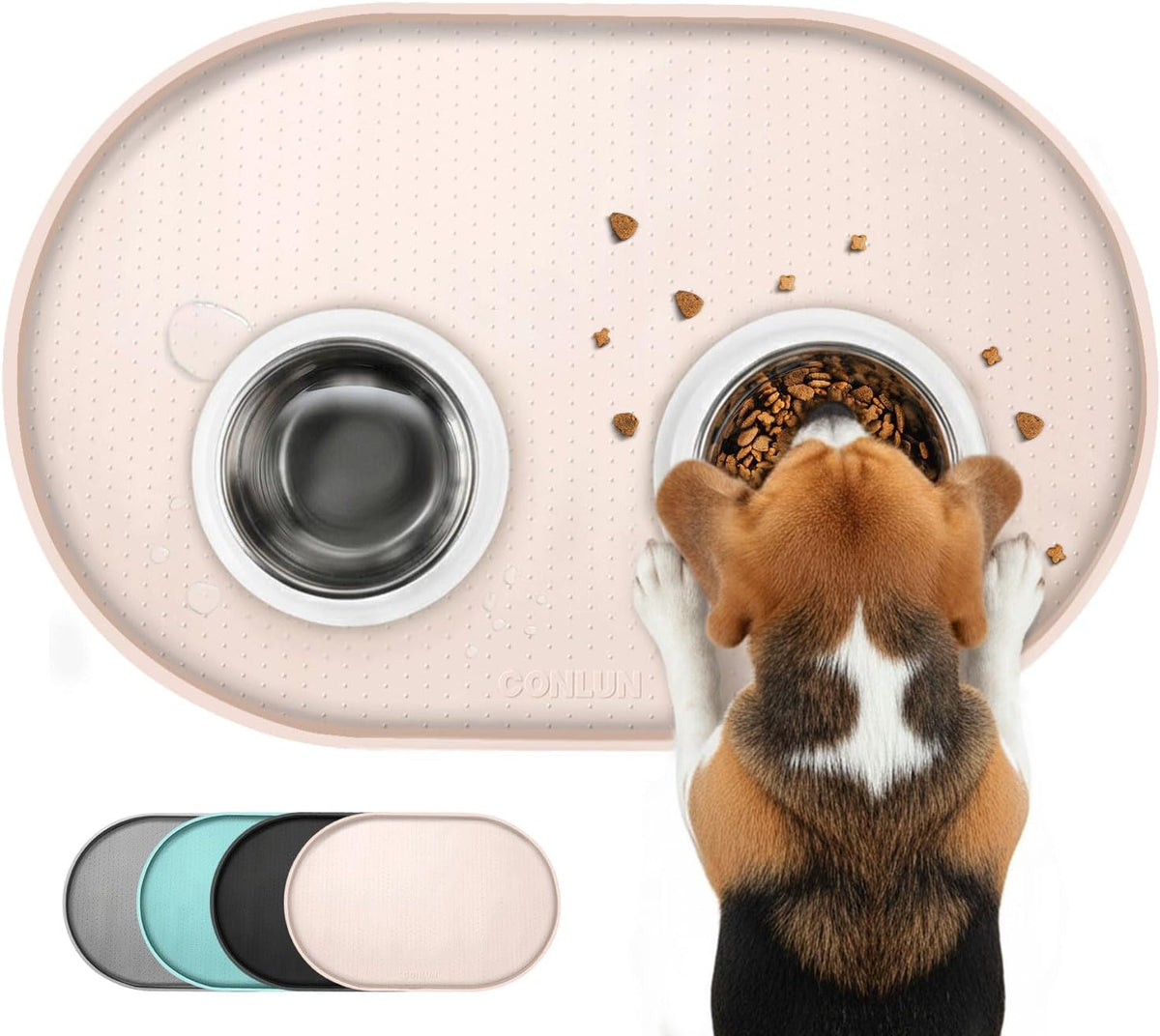 Cat Food Mat,1.2 Cm Raised Edges Dog Bowl Mat for Spill Containment,Bpa-Free Silicone Pet Food Mats for Floors Waterproof,Rubber Dog Feeding Mat for Food and Water Bowls