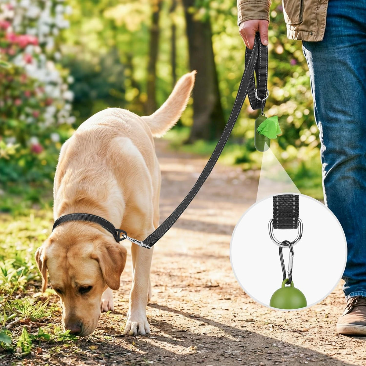 Padded Handle Dog Lead for Small & Medium Dogs, 1.2M X 2Cm, Black