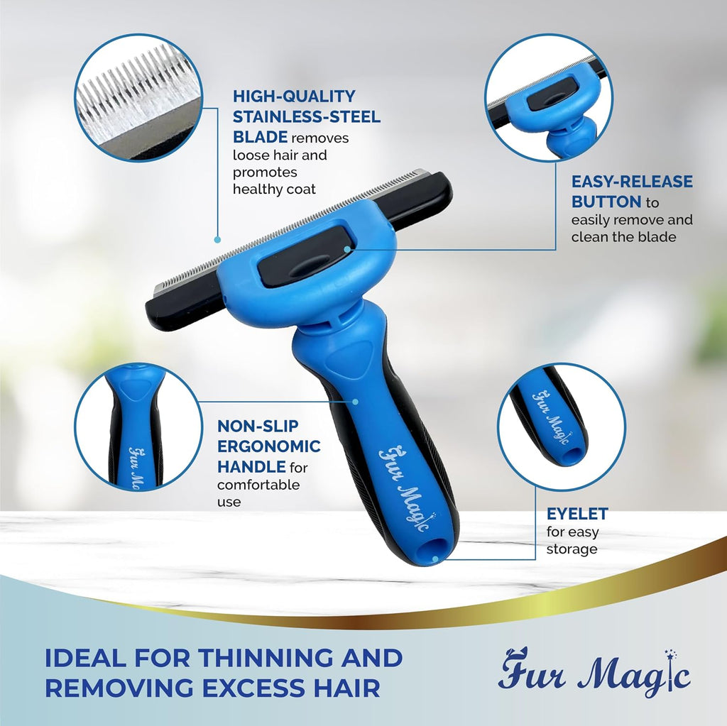 Deshedding Tool & Dematting Comb, Grooming Brushes for Dogs Cats
