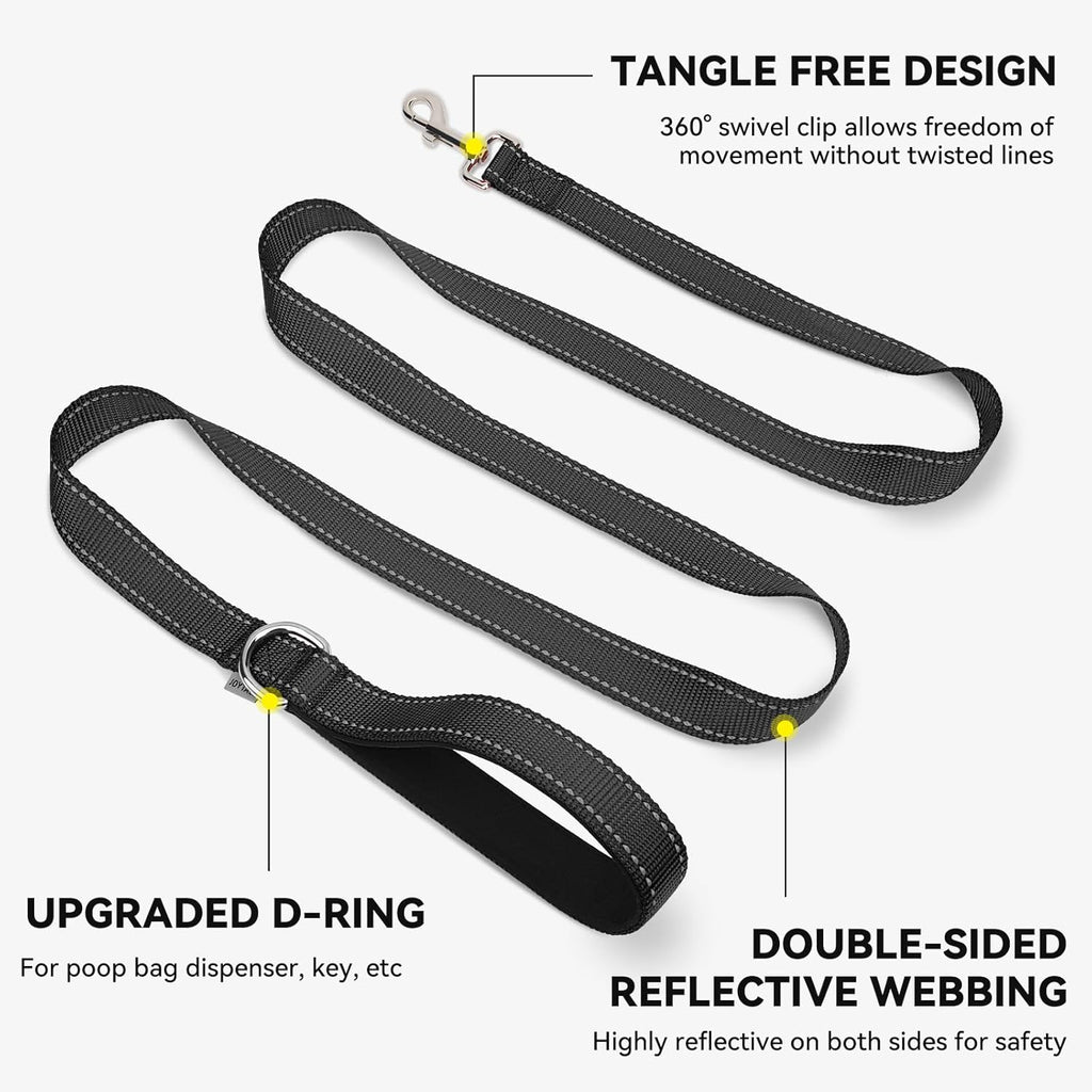 Padded Handle Dog Lead for Small & Medium Dogs, 1.2M X 2Cm, Black