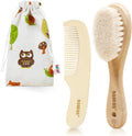 Baby Hair Brush and Comb Set for Newborns & Toddlers - Natural Soft Wool Bristles and Wooden Handle, Gently Grooms Baby'S Hair, Ideal for Cradle Cap, Perfect Baby Gift, 2Pk