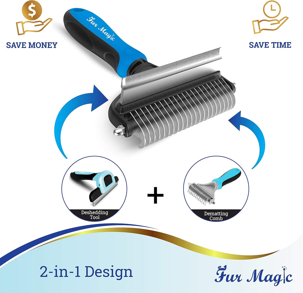 Deshedding & Dematting Tool, 2-In-1 Double-Sided Grooming Brush