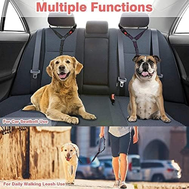 Dog Seat Belts for Cars - Dog Car Harness Adjustable - Headrest Dog Car Seat Belt Restraint Puppy - Elastic Pet Dog Seatbelt Harness - Strong Leads Harness for Dogs Cats and Pets (BLACK)