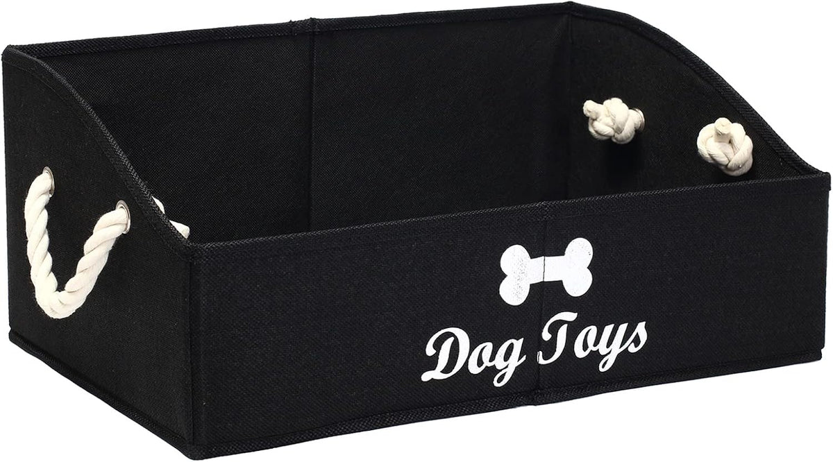 Large Dog Toy Bin - Shallow Toy Baskets, Perfect for Living Room, Playroom, Closet & Home Organization - Black