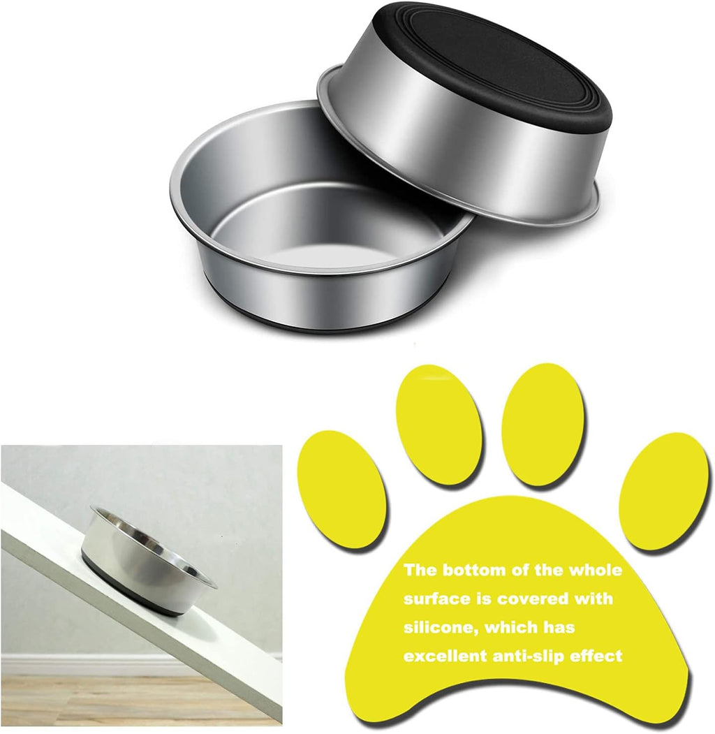 Stainless Steel Dog Bowls by , Water Bowl Feeder Dog Bowls with Non-Slip Silicone Bases, Pet Food Bowl, Dog Cat Plate Bowls for Medium and Large(S-14Cm)