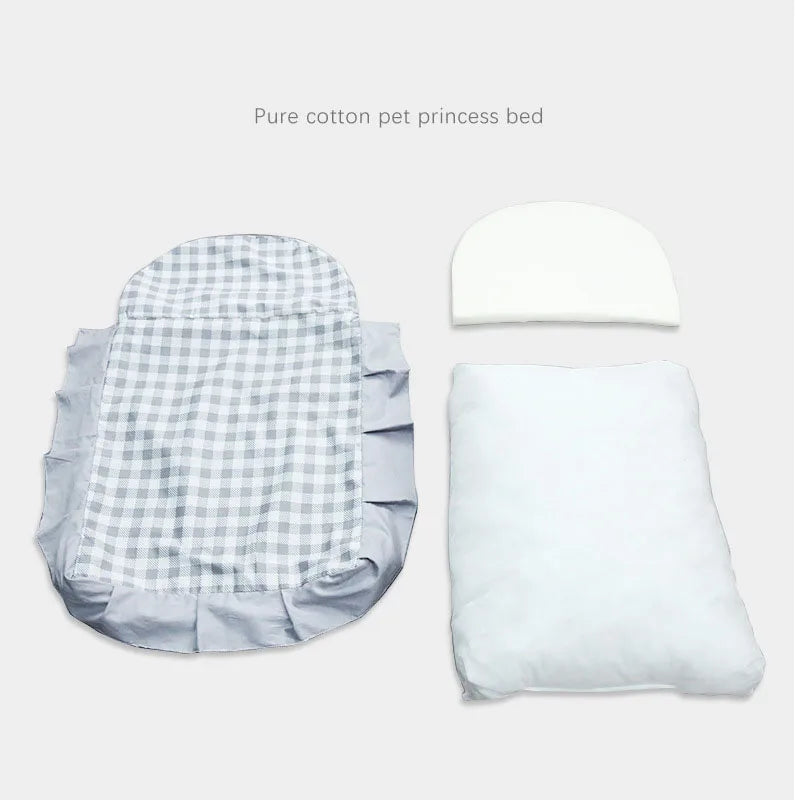 All Season Use Dog Bed Plaid Design Princess Style Cat Beds for Large Cats Washable Top Quality Cat Sleeping Bed