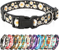 Dog Collar Small Dog Collar Multi-Colour Patterned Soft Comfy Dog Pet Collars Easy Adjustable Collar for Small Dogs Indoor Outdoor Activities, Daisy Black, S