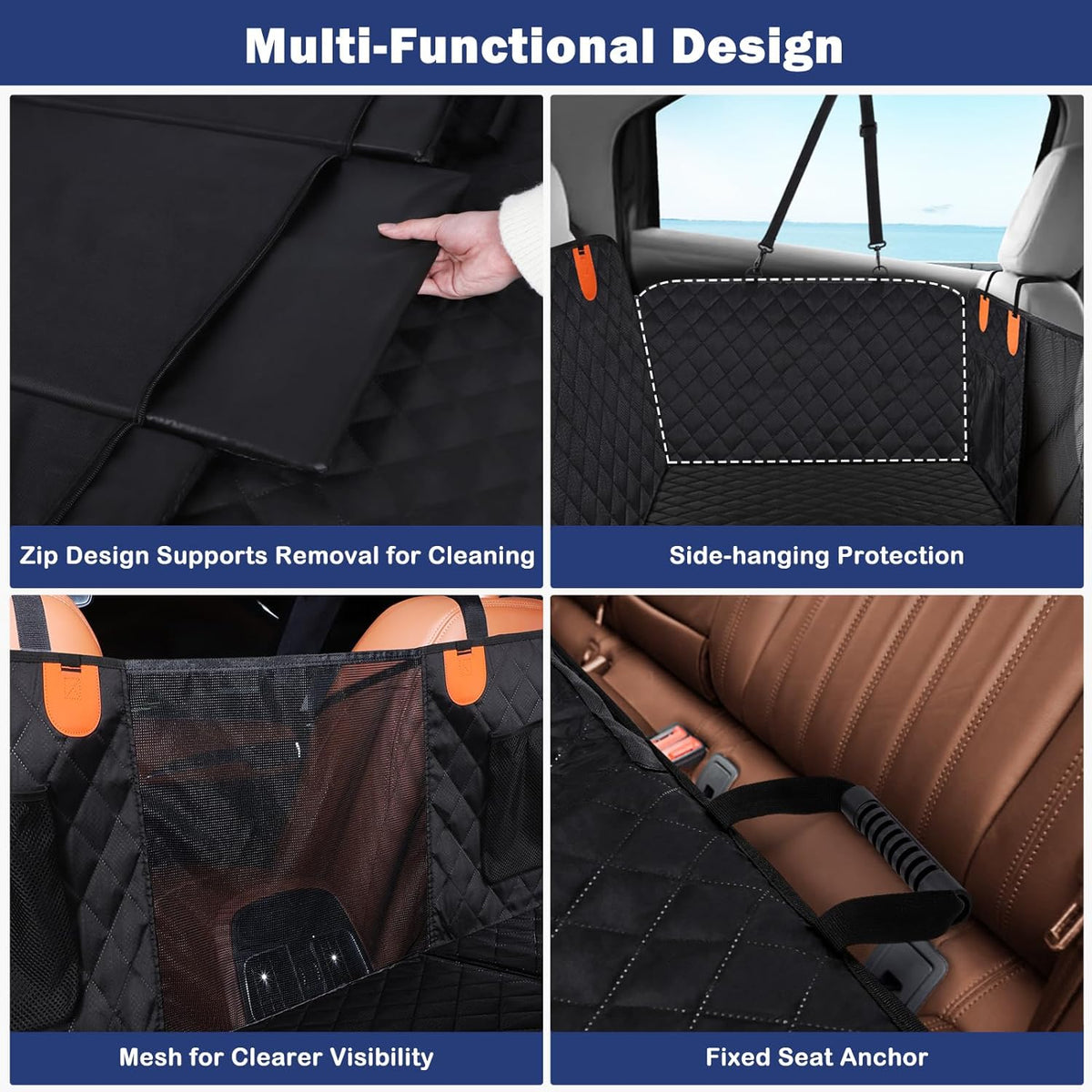 Back Seat Extender for Dogs - Dog Car Seat Cover for Dogs Waterproof & Foldable, Non-Slip Back Seat Cover with Hard Bottom for Cars, Trucks and Suvs, Suit for Travel Camping