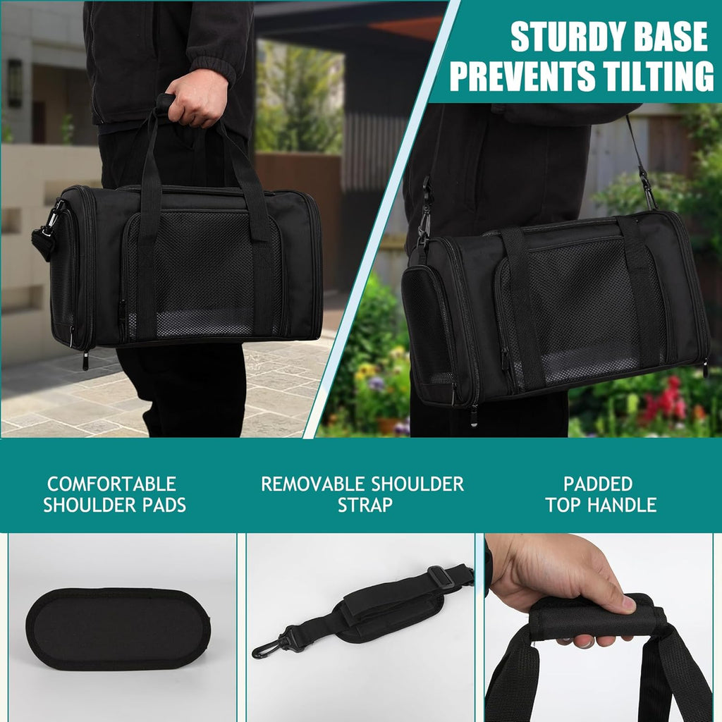 Dog Cat Carrier Pet Carriers for Small Medium Large Cats Dogs Carrier Soft Sided Small Puppy Dog Carrier Portable Foldable Airline Approved Dog Cat Travel Carrier Black Medium