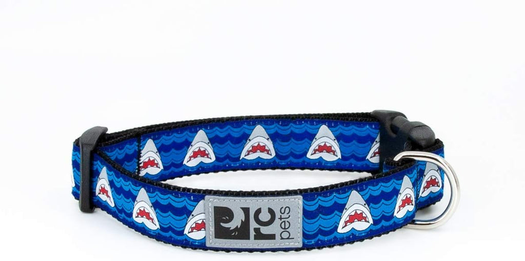 RC Pets 1 Inch Adjustable Dog Clip Collar, Large, Shark Attack