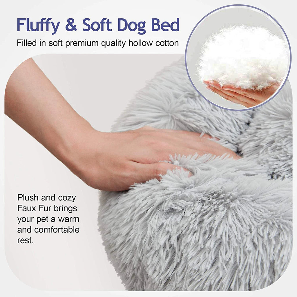 Donut Dog Bed Warm Soft Long Plush Pet Bed for Samll Large Dog House Cat Calming Beds Washable Winter Kennel Sofa Cushion Mat
