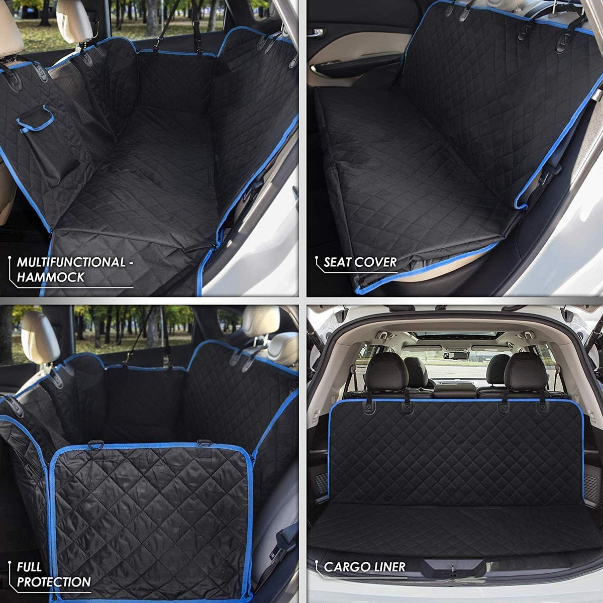 Dog Hammock for Car Back Seat with Mesh Visual Window, Side Flaps with Zipper, Padded 4 Layers Waterproof Heavy Duty Hammock with Storage Bag, Scratch Proof Nonslip Pet Car Seat Cover
