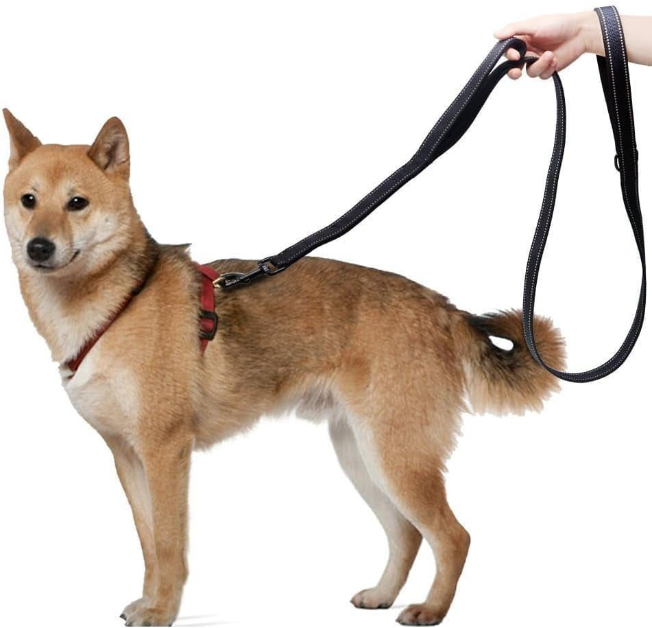 Large Dog Leash, 1.5M Double Handles No Pull Heavy Duty Strong Nylon Dog Leash. Dog Training Large Medium Duty Rope Walking&Training, Reflective Design
