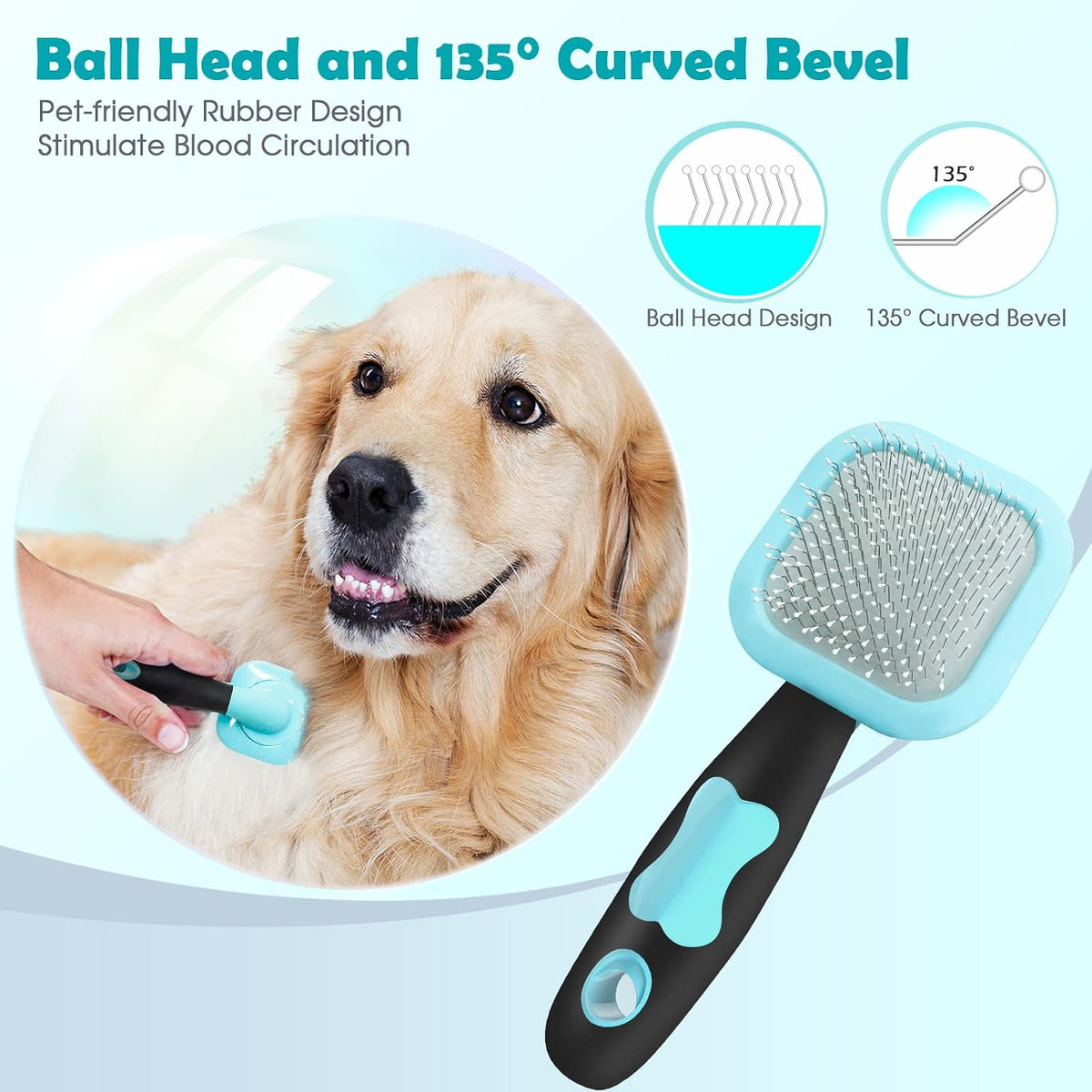 Slicker Brush, Dog Brush for Gently Cleaning Shedding Hair, One Size Blue