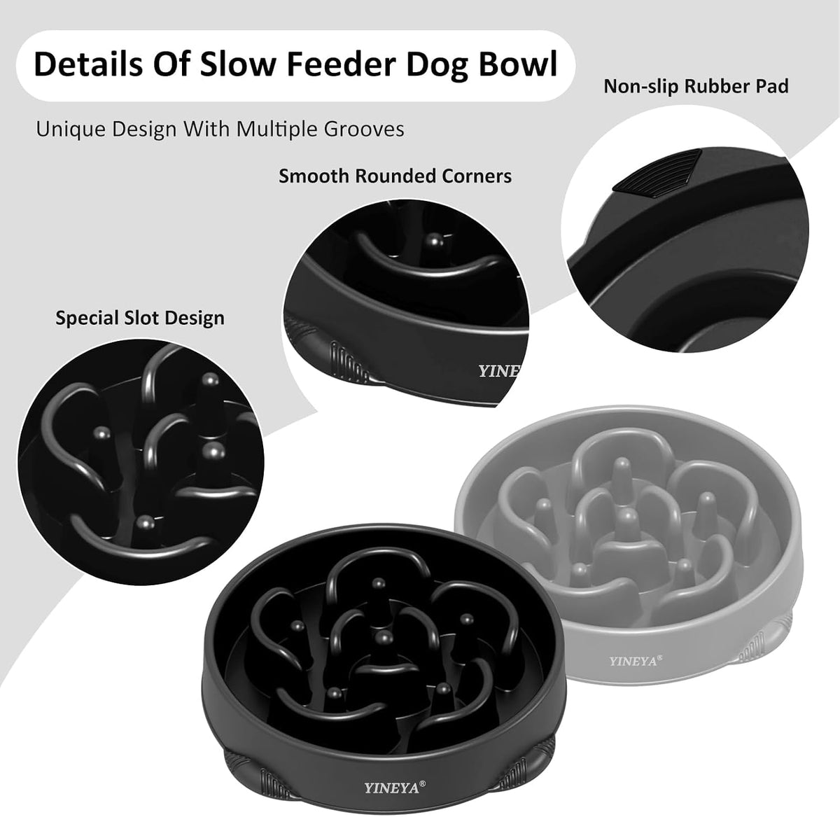 4 Cups Slow Feeder Dog Bowls Large Breed Anti-Choking Healthy Eating